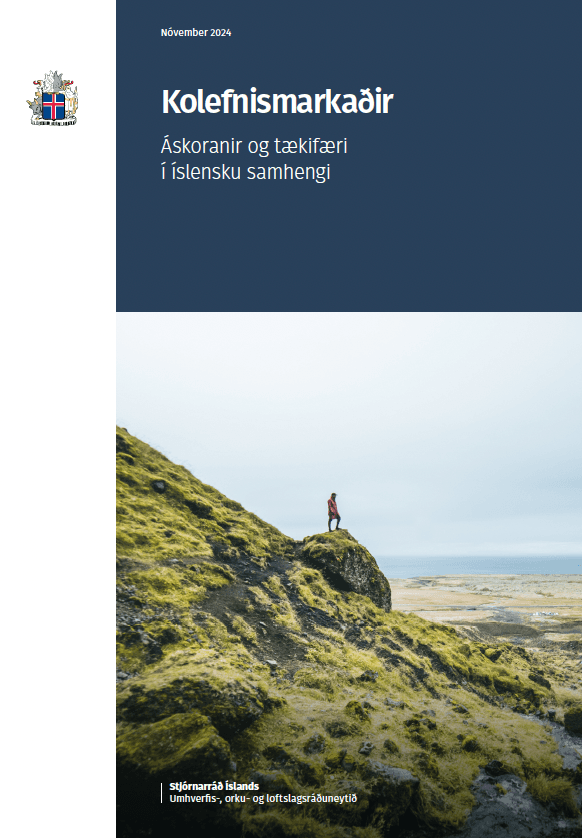 Forsíða skýrslunnar Kolefnismarkaðir – áskoranir og tækifæri í íslensku samhengi